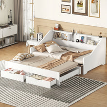 Load image into Gallery viewer, Daybed Frame With Storage Bookcases, 2 Drawers, Charging Station