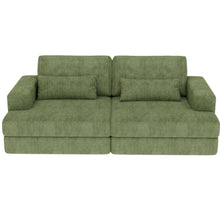 Load image into Gallery viewer, Corduroy Modular Stainless Steel Sleeper Sofa With Toss Pillows - Green