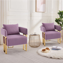 Load image into Gallery viewer, Modern Decorative Chair Teddy Fleece Upholstered And Metal Foot
