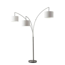 Load image into Gallery viewer, Steel Three Light Tree Floor Lamp With Solid Color Drum Shade - Silver / White
