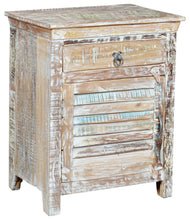 Load image into Gallery viewer, 30" One Drawer Shutter Solid Wood Nightstand - Distressed White