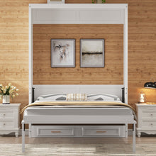 Load image into Gallery viewer, Full Size Murphy Bed With 2 Drawers - Beige