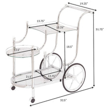 Load image into Gallery viewer, Reia - 3 Tier Cart With Casters & Tempered Glass Design - Chrome