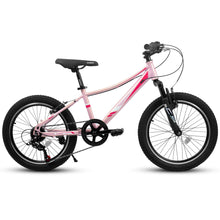 Load image into Gallery viewer, 20" Children's Bicycle Shock Absorbing Front Fork 7 Speed V Brakes Mountain Tire Boys And Girls Kids Bike For Outdoor Adventure - Pink