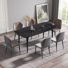 Load image into Gallery viewer, 70.87" Modern Artificial Stone Curved Metal Leg Dining Table, Can Accommodate 6-8 People