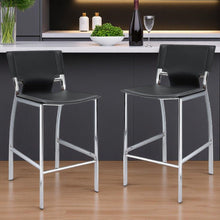 Load image into Gallery viewer, 29" Metal And Faux Leather Low Back Bar Height Bar Chairs (Set of 2) - Gray