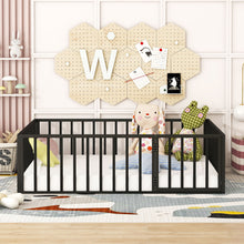 Load image into Gallery viewer, Metal Floor Bed Frame With Fence And Door