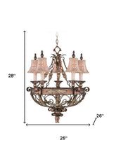 Load image into Gallery viewer, Five Light Metal Dimmable Chandelier With Shades - Bronze / Cream