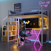 Load image into Gallery viewer, Loft Bed With Built In Work Station, Wardrobe, Storage Staircase And LED