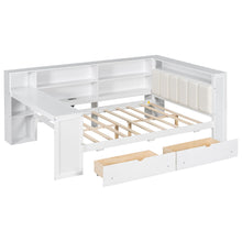 Load image into Gallery viewer, Platform Bed With Storage Shelves, Drawers, Charging Station, LED, Desk
