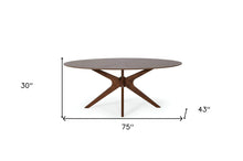 Load image into Gallery viewer, 75" Oval Solid Manufactured Wood Pedestal Base Dining Table - Brown