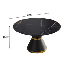 Load image into Gallery viewer, Round Modern Artificial Stone Carbon Steel Base Dining Table, Can Accommodate 6 People - Black