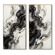 Load image into Gallery viewer, Large Framed And Abstract Wall Art, Minimalist Canvas Prints (Set of 2) - White / Black