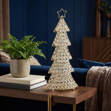 Load image into Gallery viewer, Glam Faux Crystals Christmas Tree Tabletop Sculpture - Gold / Gold