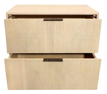 Load image into Gallery viewer, 28" Solid Wood Distressed Carved Geometric Two Drawer Nightstand - Natural