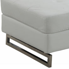 Load image into Gallery viewer, Faux Leather Ottoman - White / Silver
