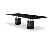 Load image into Gallery viewer, 180" Marble Double Pedestal Base Dining Table - Black