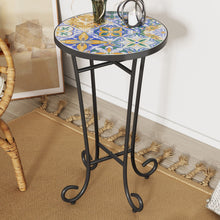 Load image into Gallery viewer, French Country Patio Side Table With Vibrant Tile Top