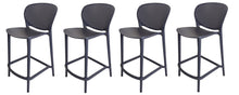Load image into Gallery viewer, 26" Contemporary Heavy Duty Plastic Low Back Counter Height Bar Chairs (Set of 4) - Dark Gray