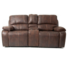Load image into Gallery viewer, Power Reclining Loveseat With USB Port Leather Upholstered, Built In Cup Holder - Chocolate