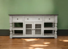 Load image into Gallery viewer, Open Shelving Distressed, TV Stand - Ivory