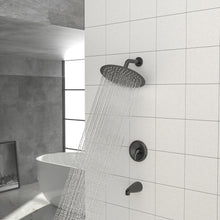 Load image into Gallery viewer, 10" Round Rain Shower Head System With Waterfall Tub Spout, Wall Mounted, Stainless Steel