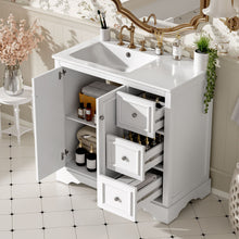 Load image into Gallery viewer, Bathroom Vanity With Sink, Soft-Close Doors, Adjustable U-Shelf, 3 Drawers