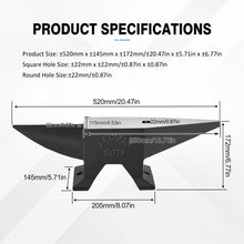 Load image into Gallery viewer, Heavy Duty Cast Steel Anvil, 22 Lbs Single Horn With Large Countertop, High Hardness For smithing