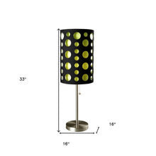 Load image into Gallery viewer, Metal Mod Table Lamp With Black And Green Drum Shade - Silver