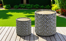 Load image into Gallery viewer, Geometric Round Pot Planters (Set of 2) - Brown / Gray / Clay