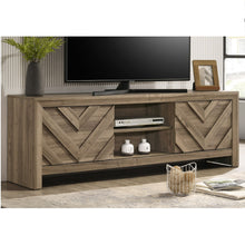 Load image into Gallery viewer, Chevron Patterned Living Room TV Stand - Light Brown