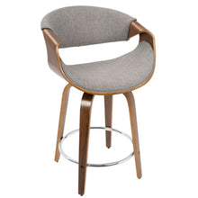 Load image into Gallery viewer, Curvini - Mid-Century Modern Fixed Height Counter Stool With Swivel (Set of 2) - Gray