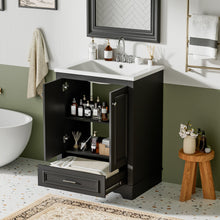 Load image into Gallery viewer, Bathroom Vanity With Ceramic Sink Combo, Modern Freestanding Storage Cabinet With Silver Handles