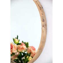 Load image into Gallery viewer, 28" Rustic Frame Round Wall Mounted Accent Mirror - Natural Brown