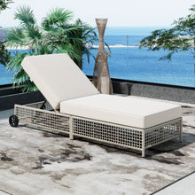 Load image into Gallery viewer, Outdoor Lounge Chair With 5 Position Backrest With Cushion And Wheels
