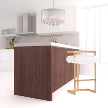 Load image into Gallery viewer, Velvet And Stainless Steel Low Back Bar Height Bar Chair - White And Pink