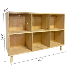 Load image into Gallery viewer, 6 Cube Storage Shelf, Freestanding Open Bookcase With Legs Cubby Organizer For Living Room - Natural Wood