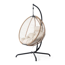 Load image into Gallery viewer, Sora - Outdoor Patio Wicker Hanging Chair With Stand - Beige / Brown