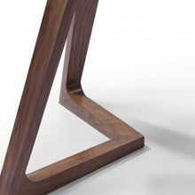 Load image into Gallery viewer, 63" Glass And Solid Wood Self-Storing Leaf Dining Table - Brown