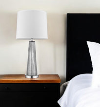 Load image into Gallery viewer, Glass Buffet Lamp With Off-White Empire Shade - Silver