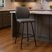 Load image into Gallery viewer, Faux Leather Counter Height Bar Chair - Gray / Black