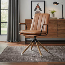 Load image into Gallery viewer, Faux Leather Swivel Arm Chair 23" - Carmel Brown