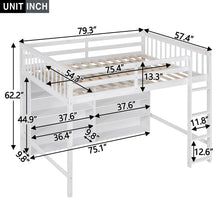 Load image into Gallery viewer, Loft Bed With 8 Open Storage Shelves And Built In Ladder