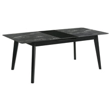 Load image into Gallery viewer, Bellingham - Dining Table With Self Storing Extension Leaf - Black Marble-Look Sintered Stone