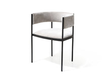 Load image into Gallery viewer, Fabric Steel Open Back Dining Arm Chairs (Set of 2) - Light Gray / Black