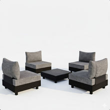 Load image into Gallery viewer, Patio Sectional Set With Modular Armless Chairs And Coffee Table - Gray