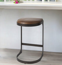 Load image into Gallery viewer, Medium Iron Backless Bar Chair - Brown / Black