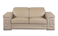 Load image into Gallery viewer, Genuine Leather Love Seat - Beige / Silver
