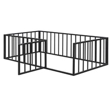 Load image into Gallery viewer, Metal Floor Bed Frame With Fence And Door