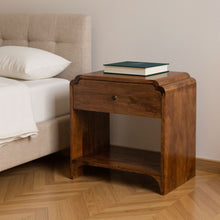 Load image into Gallery viewer, 20" Solid Wood Scalloped Edge One Drawer Nightstand - Brown